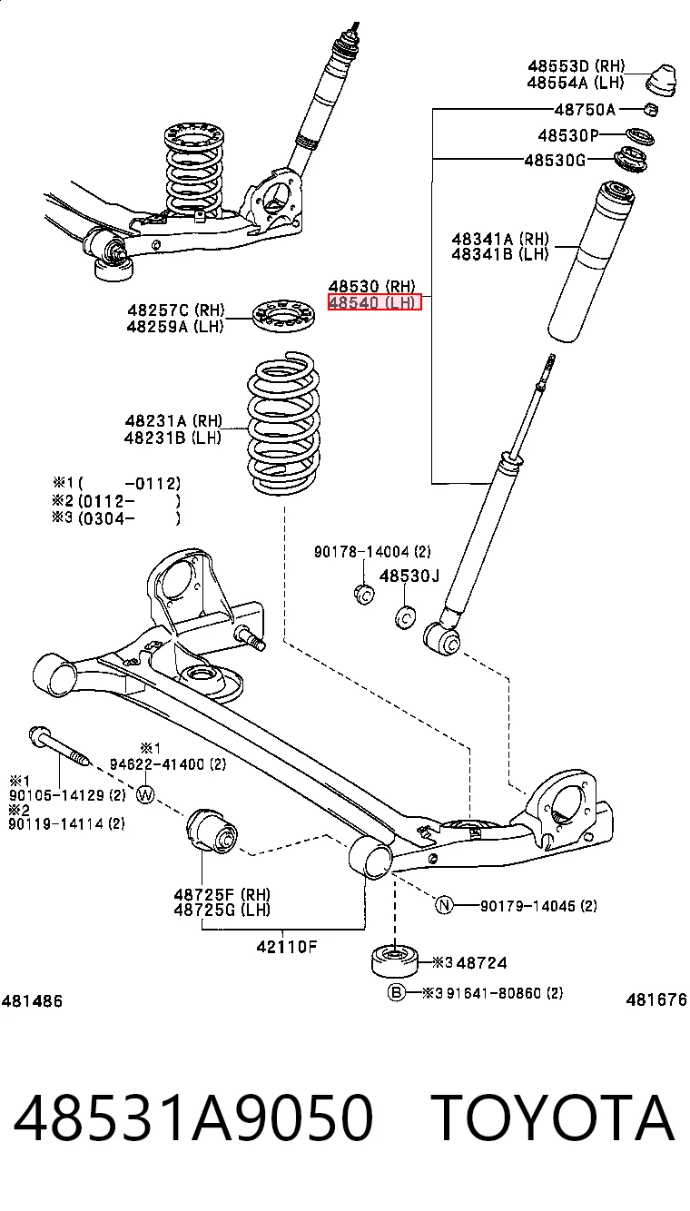 48531A9050 Toyota Amortecedor traseiro direito