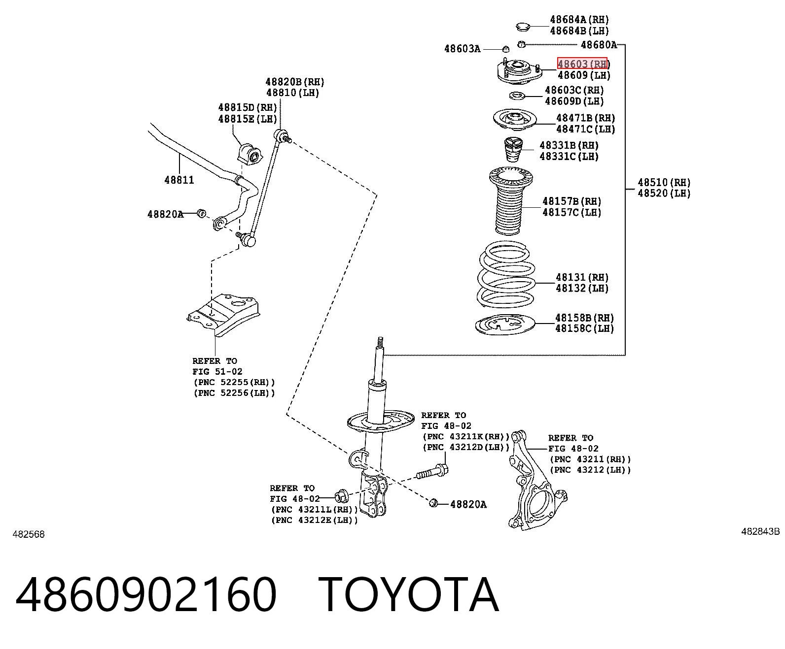 4860902160 Toyota Suporte de amortecedor dianteiro