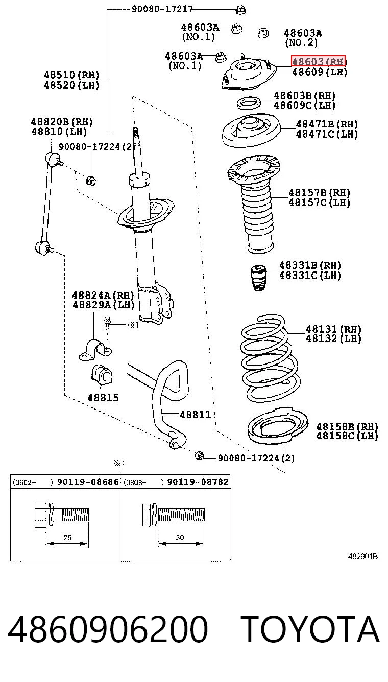 4860906200 Toyota Suporte de amortecedor dianteiro