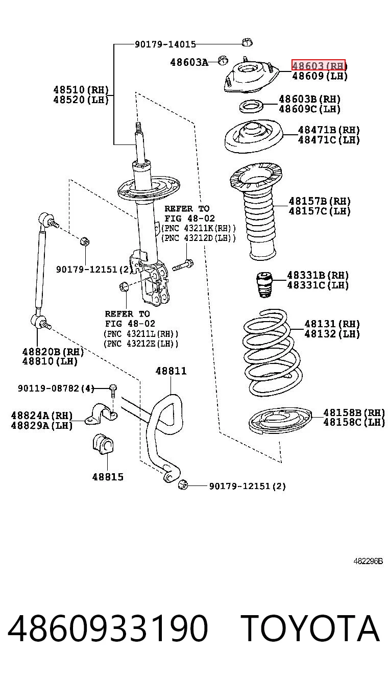 4860933190 Toyota Suporte de amortecedor dianteiro