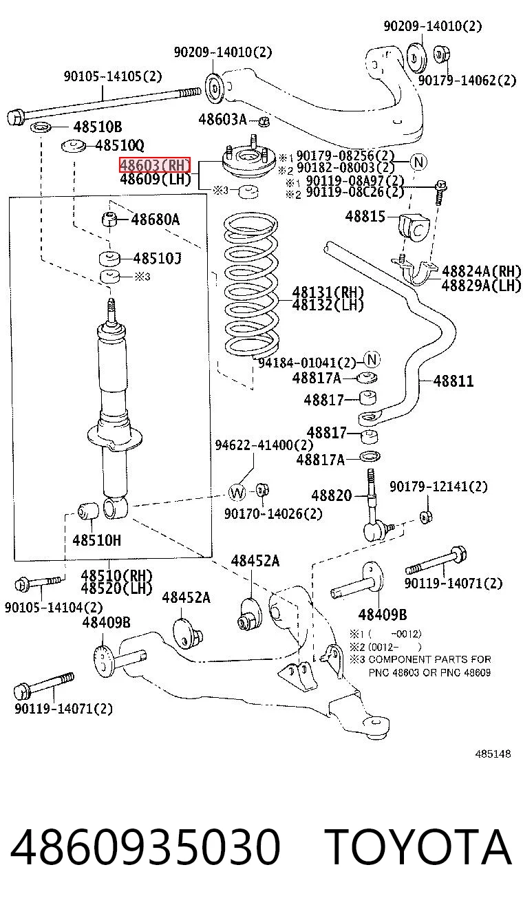 4860935030 Toyota Suporte de amortecedor dianteiro