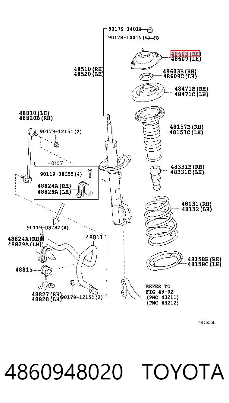 4860948020 Toyota Suporte de amortecedor dianteiro