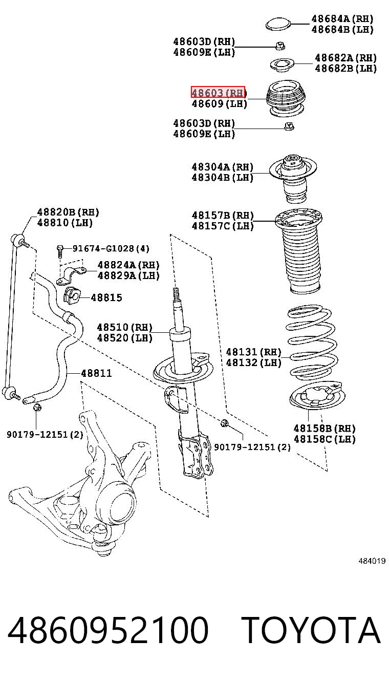 4860952100 Toyota Suporte de amortecedor dianteiro