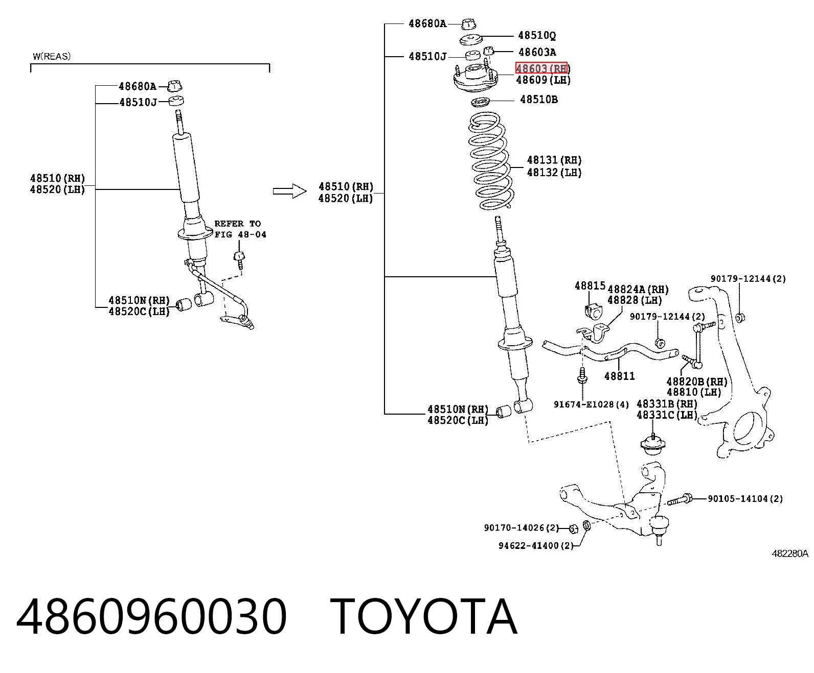 4860960030 Toyota Suporte de amortecedor dianteiro