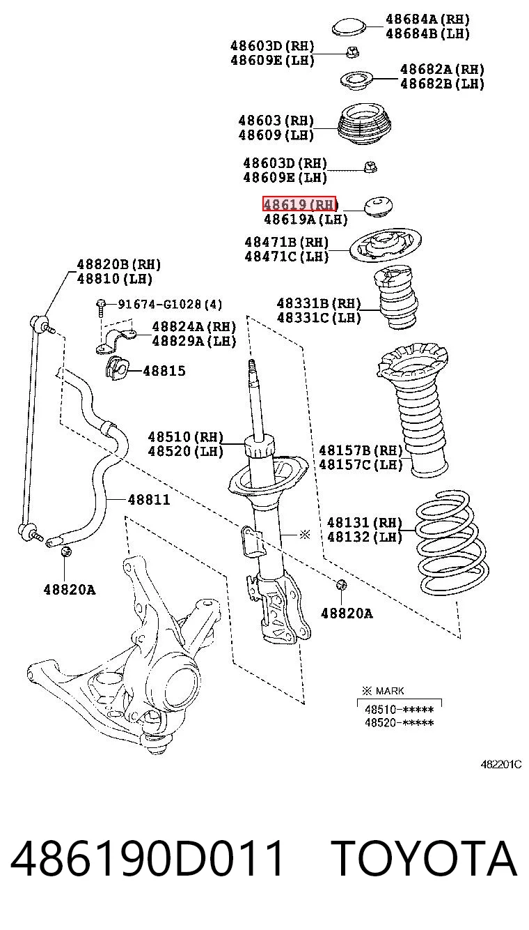486190D011 Toyota Rolamento de suporte do amortecedor dianteiro
