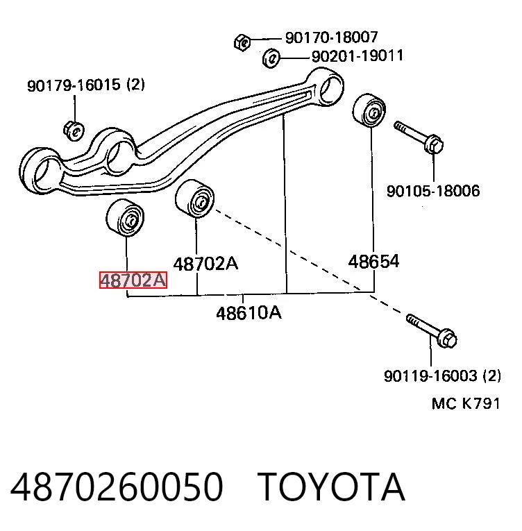 4870260050 Toyota Bloco silencioso dianteiro do braço oscilante inferior