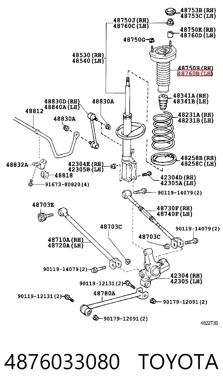 4876033080 Toyota Suporte de amortecedor traseiro esquerdo