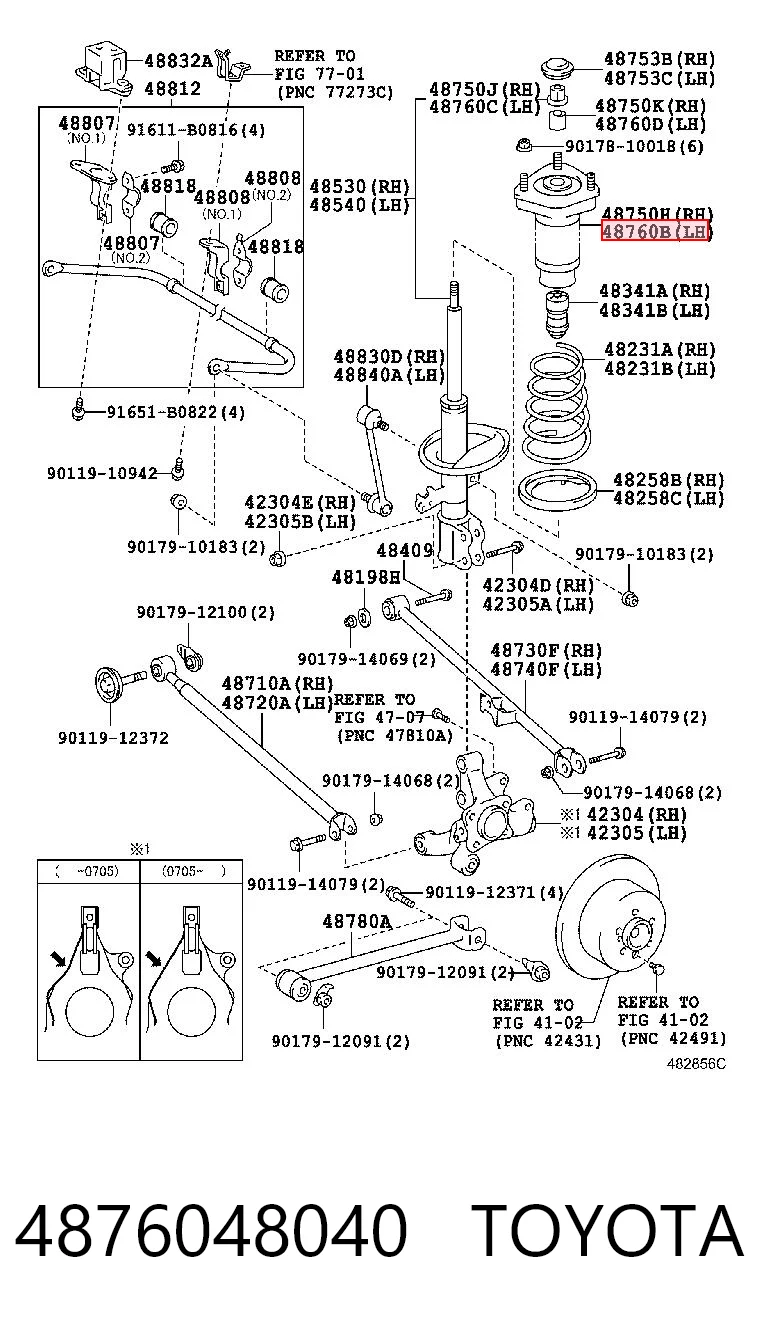 4876048040 Toyota Suporte de amortecedor traseiro esquerdo