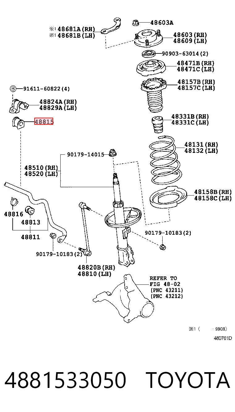 4881533050 Toyota Bucha de estabilizador dianteiro