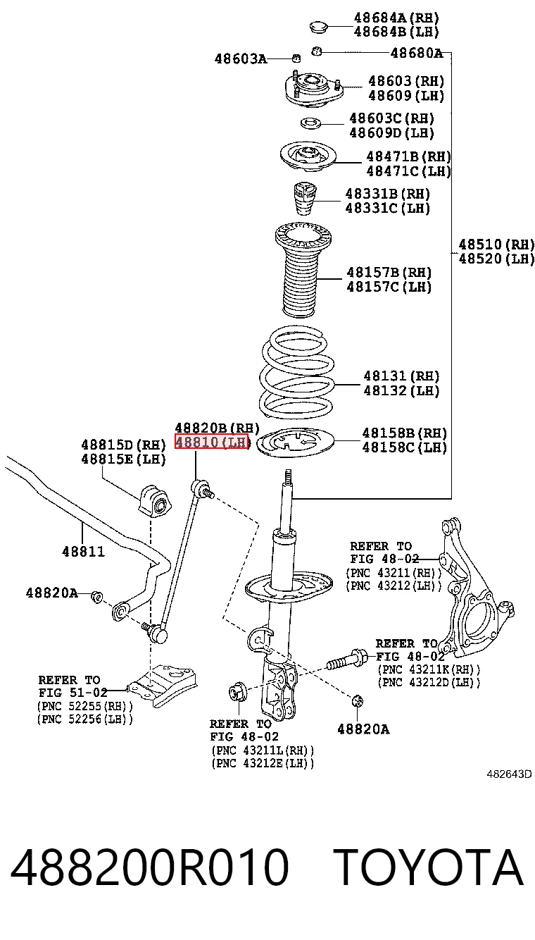 488200R010 Toyota Montante de estabilizador dianteiro