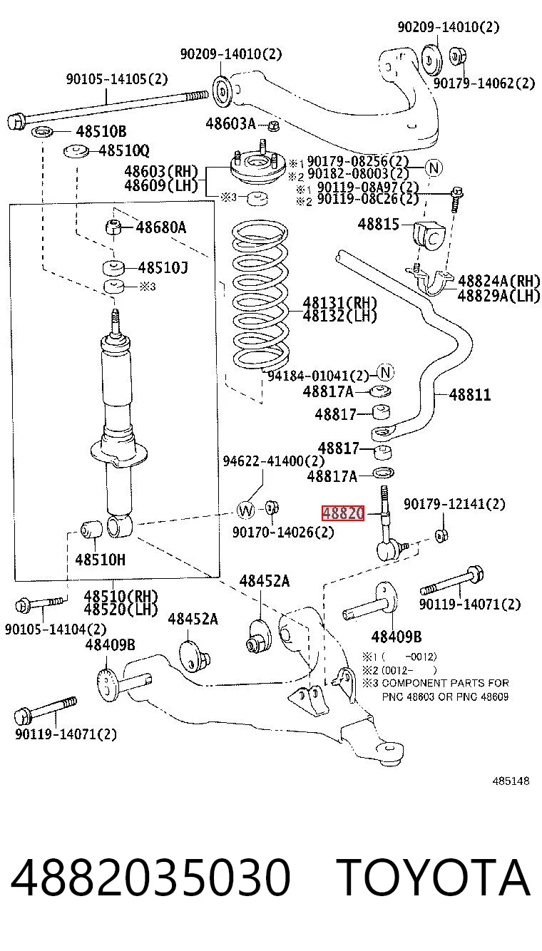4882035030 Toyota Montante de estabilizador dianteiro