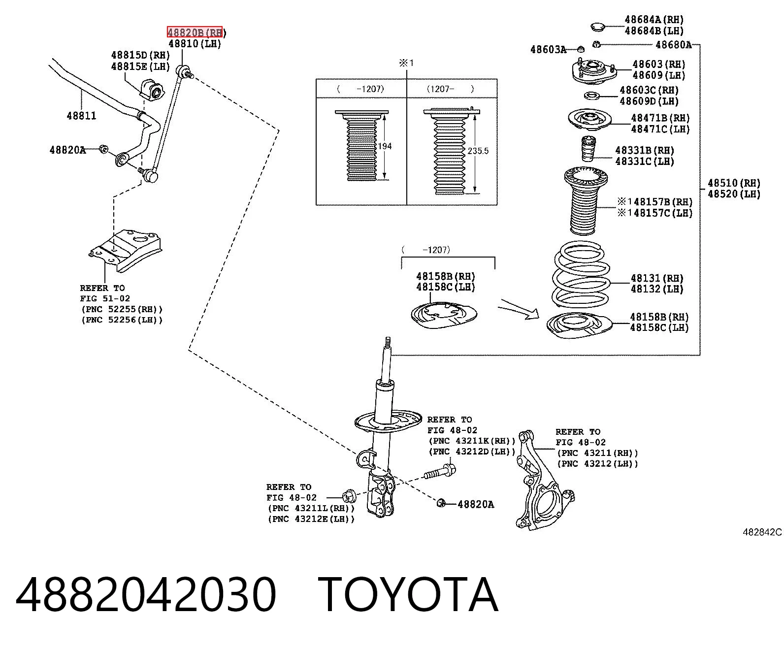 4882042030 Toyota Montante de estabilizador dianteiro