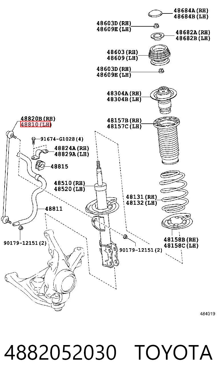 4882052030 Toyota Montante de estabilizador dianteiro