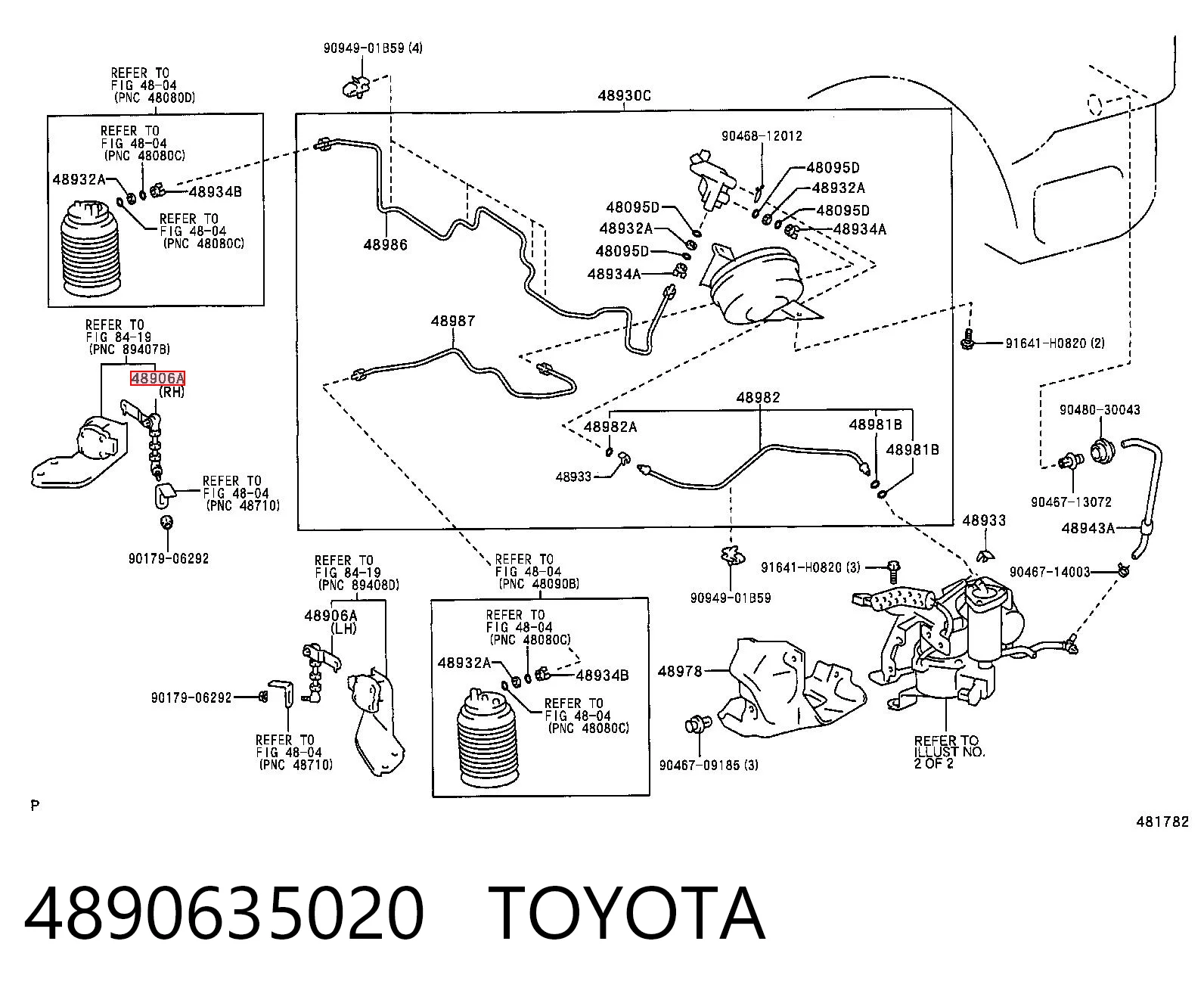 4890635020 Toyota Barra traseira esquerda de sensor do nível de posição de carroçaria