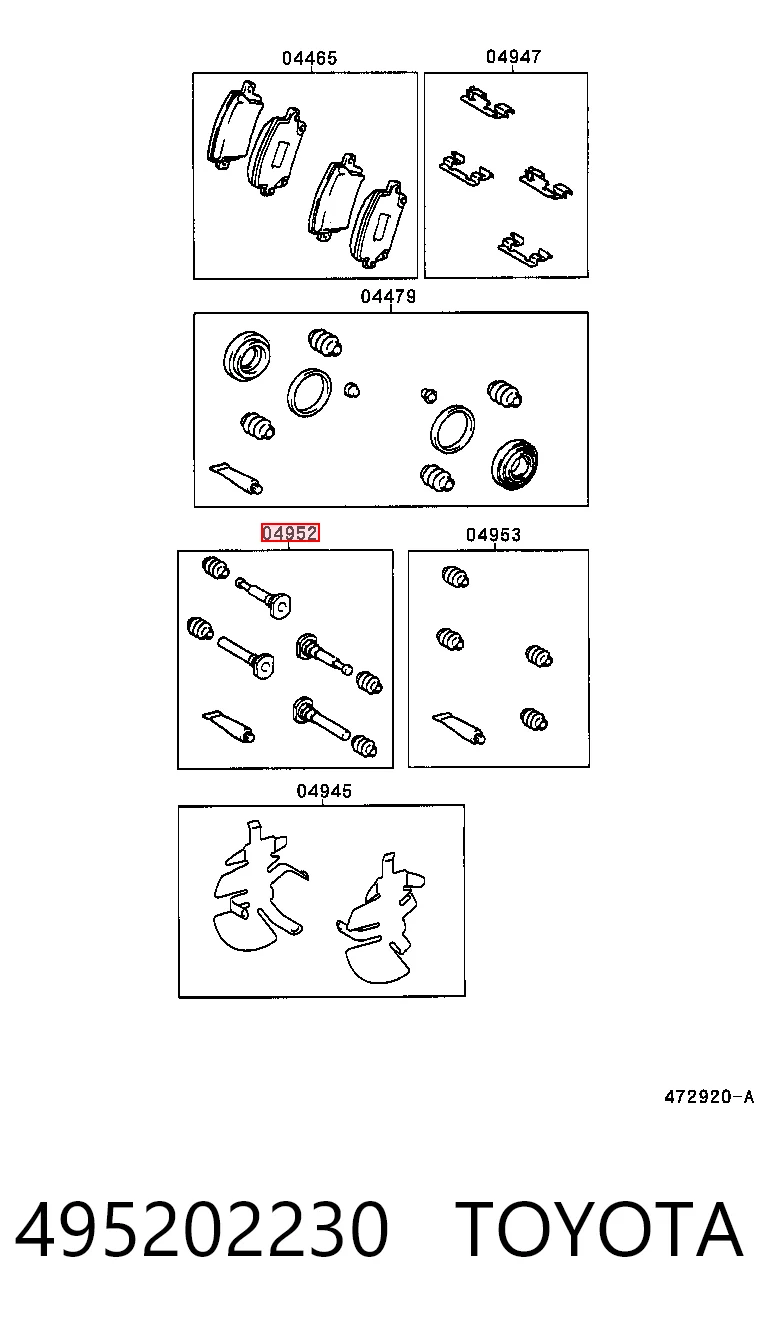 495202230 Toyota Kit de reparação de suporte do freio dianteiro