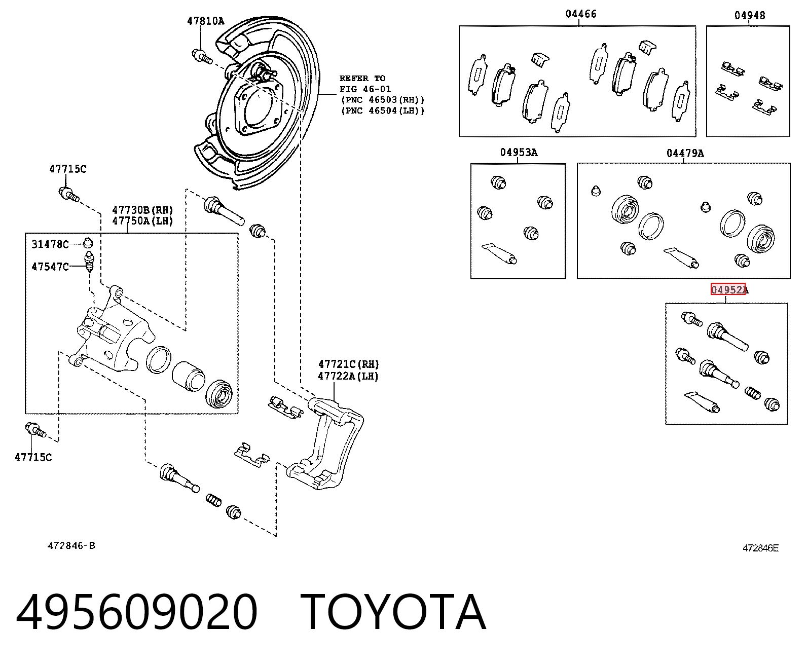 Kit de reparação de suporte do freio traseiro Subaru Outback III B13, BP
