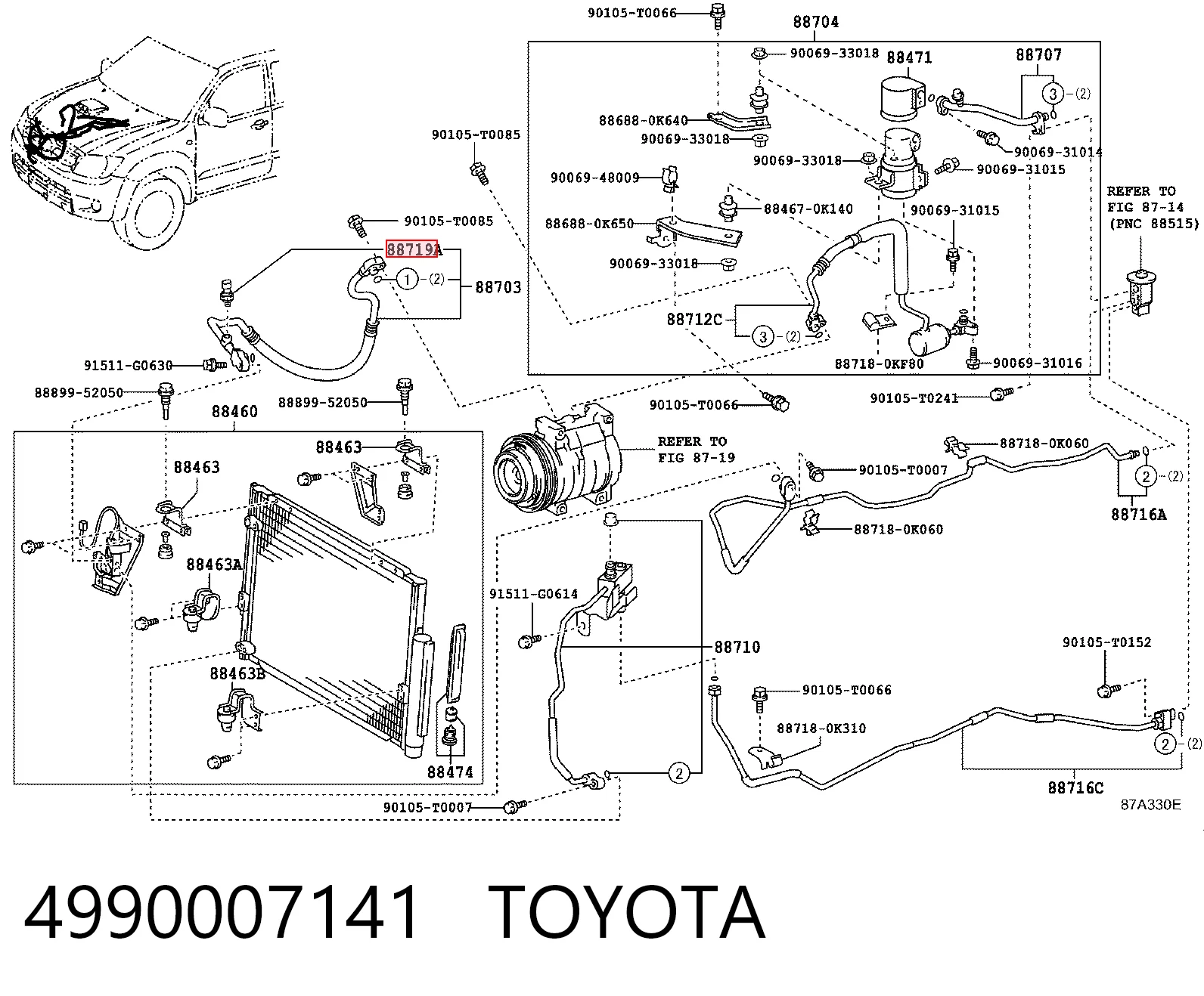 4990007141 Toyota Sensor de pressão absoluta de aparelho de ar condicionado