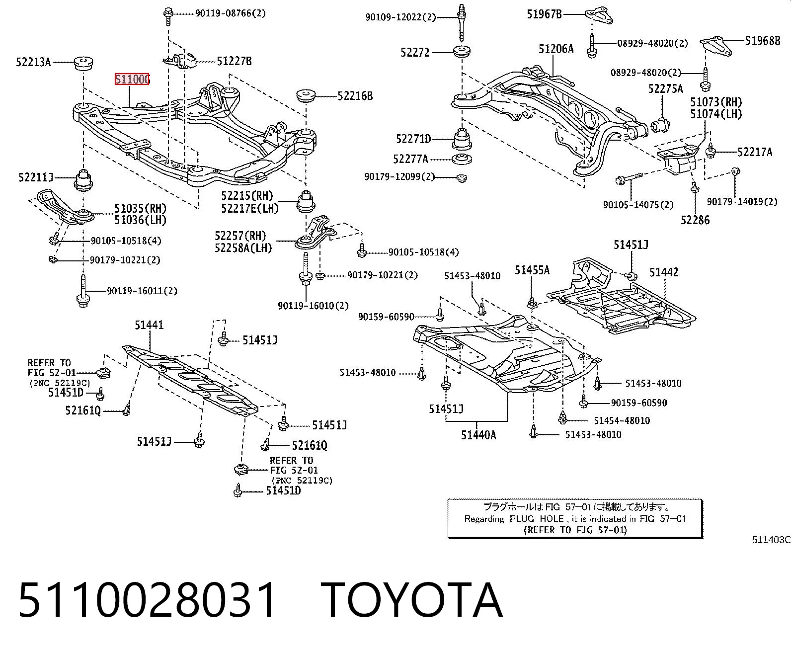 Viga de suspensão dianteira (plataforma veicular) para Lexus RX 300/330/350/400H U3