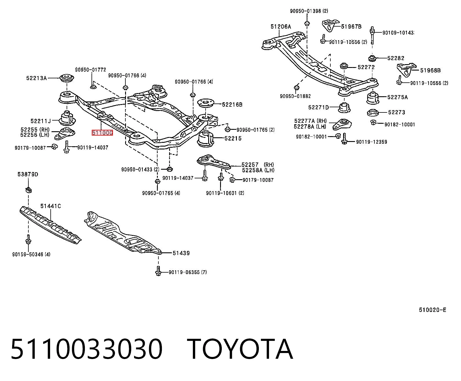Viga de suspensão dianteira (plataforma veicular) Toyota Camry V20 ao melhor preço