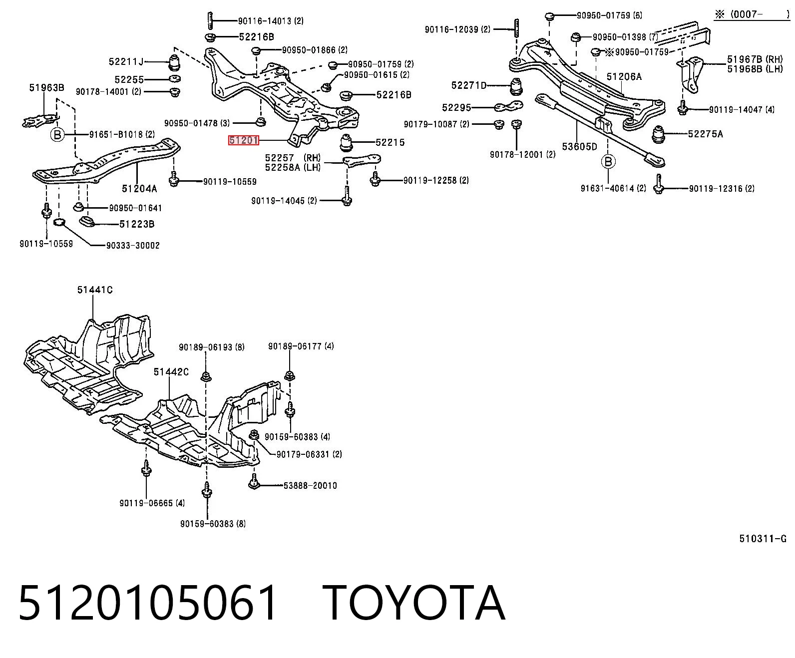 Viga de suspensão dianteira (plataforma veicular) Toyota Avensis  T22 ao melhor preço