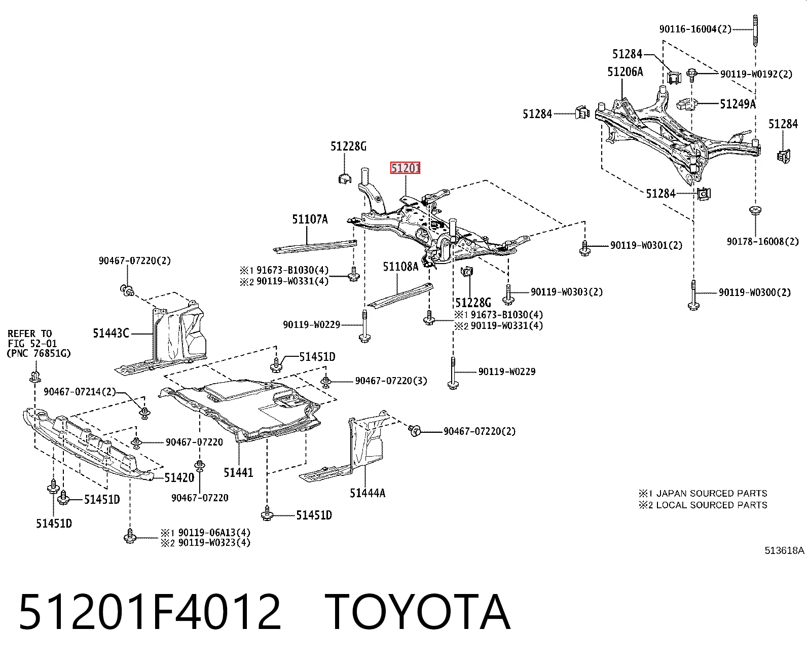  Viga de suspensão dianteira (plataforma veicular) Toyota C-HR hatchback (X10) (2016 - 2023) 