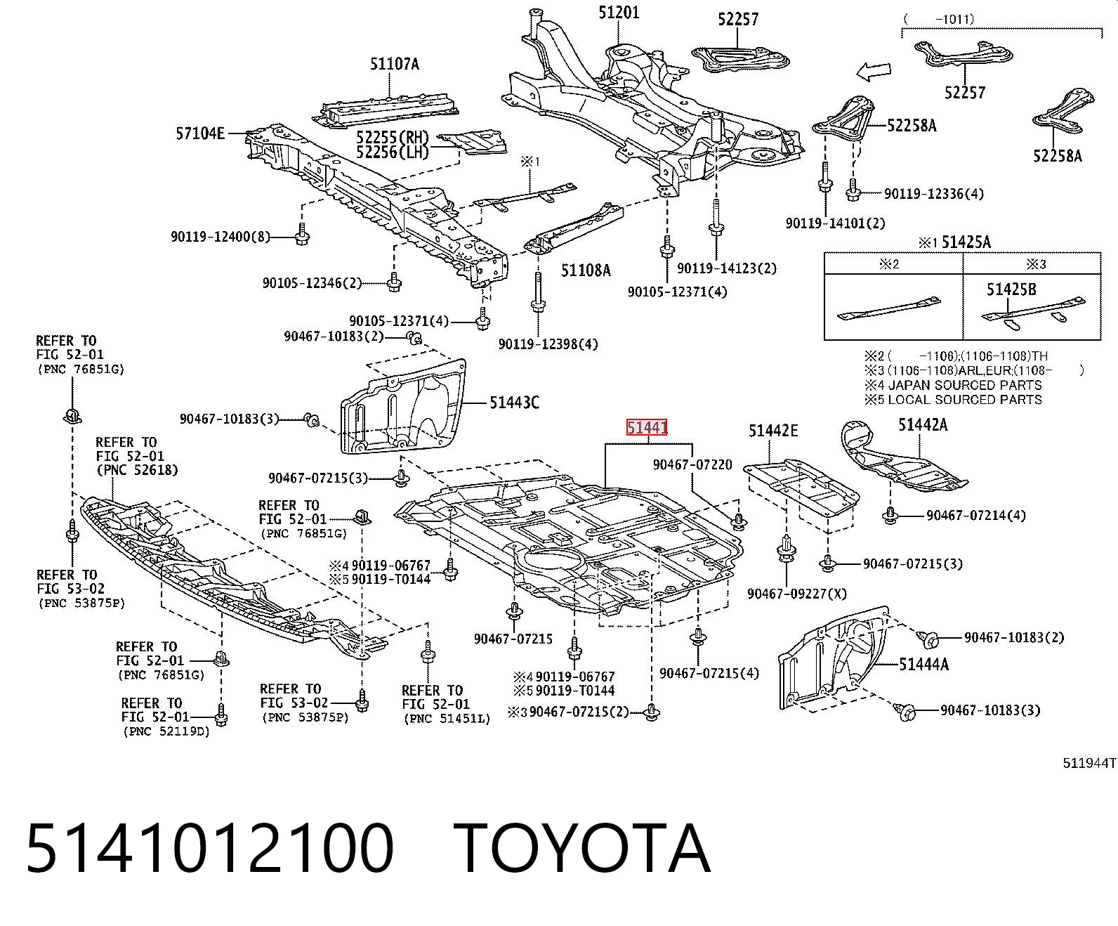  Proteção de motor, de panela (da seção de motor) Toyota Prius hatchback (ZVW30) (2009 - 2016) 