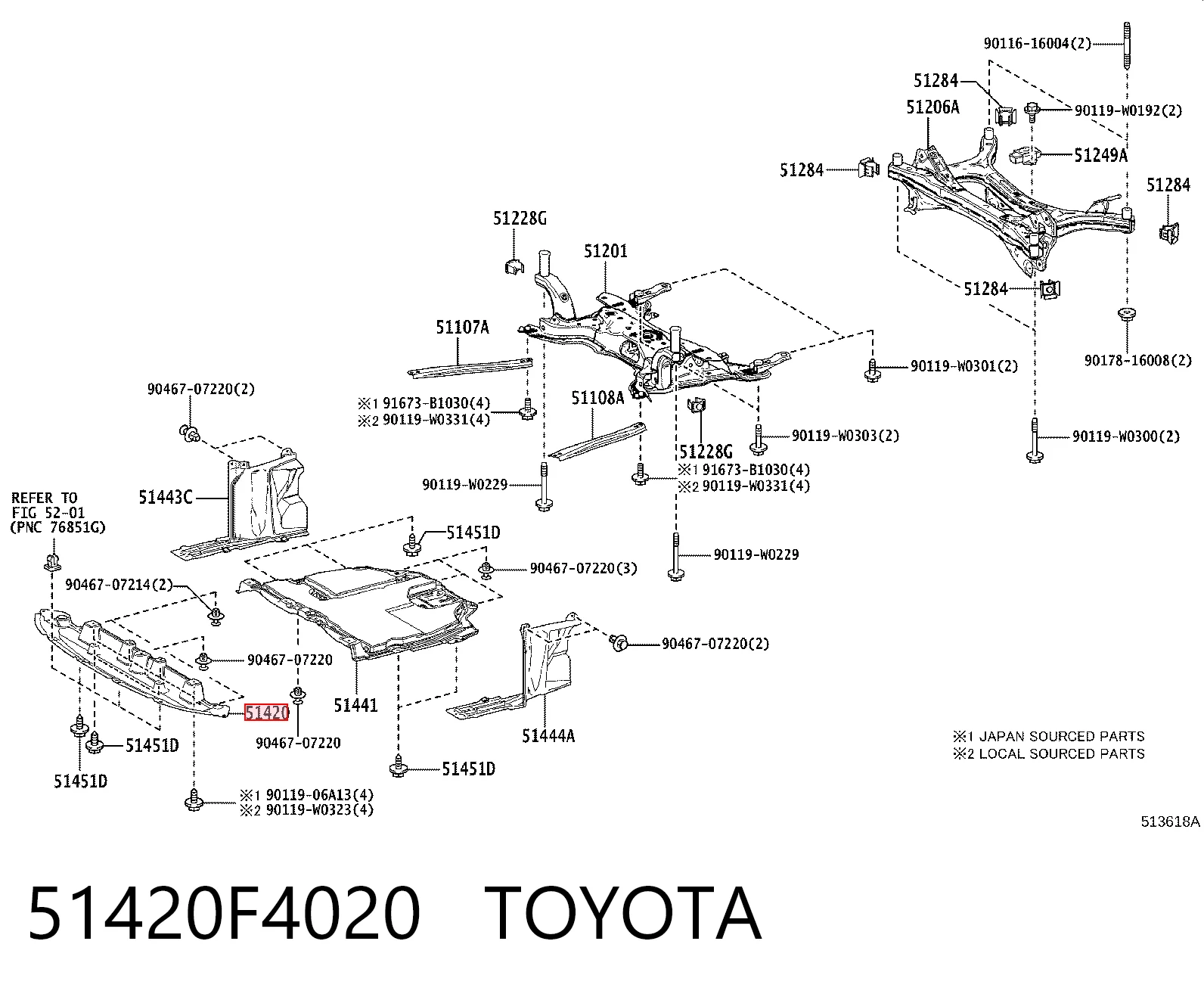 51420F4020 Toyota Proteção de motor dianteira