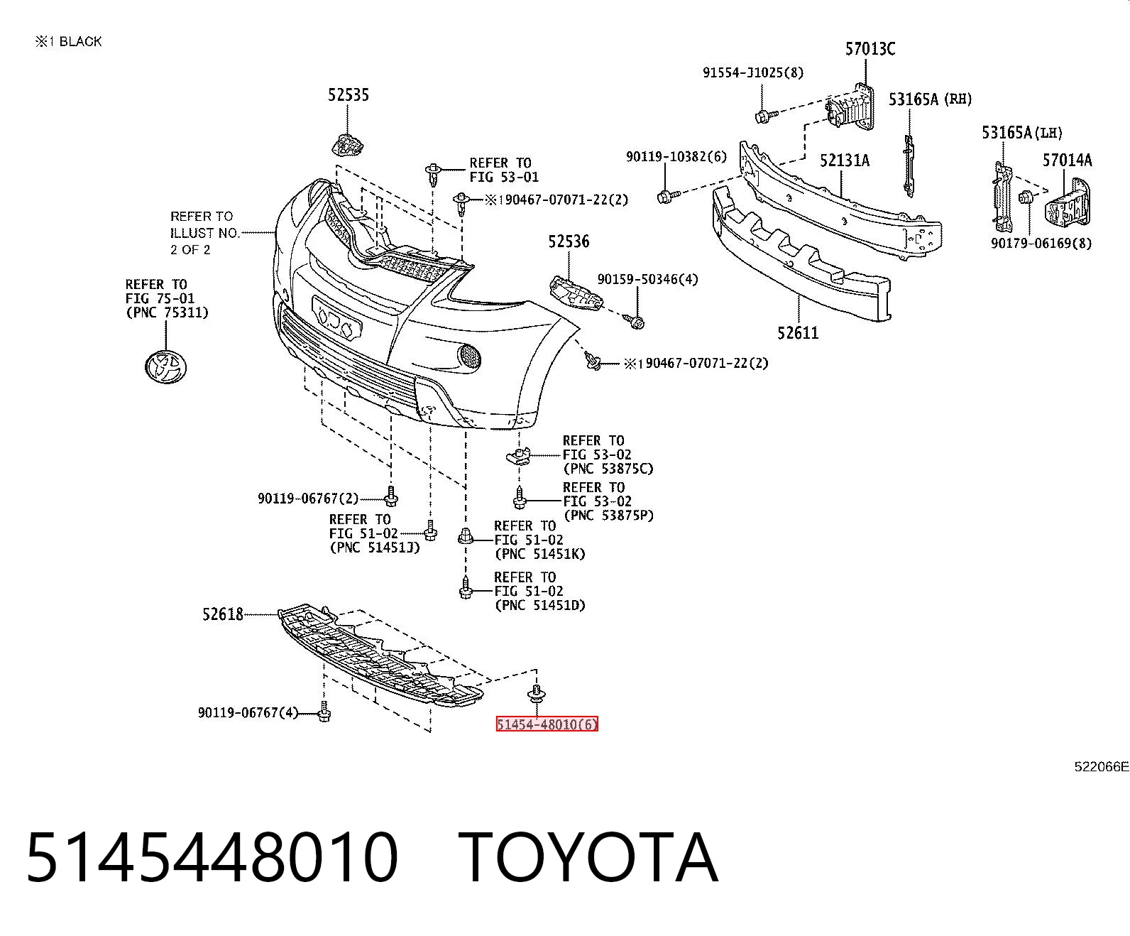 5145448010 Toyota Braçadeira de proteção de fundo