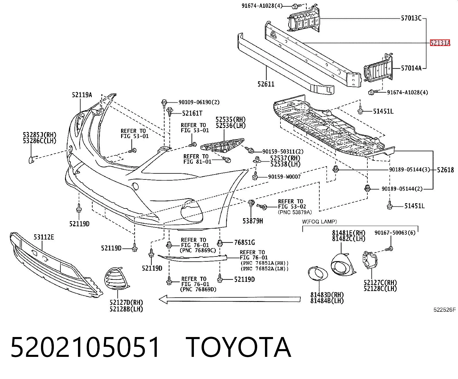 Reforçador do pára-choque dianteiro Toyota Avensis III T27