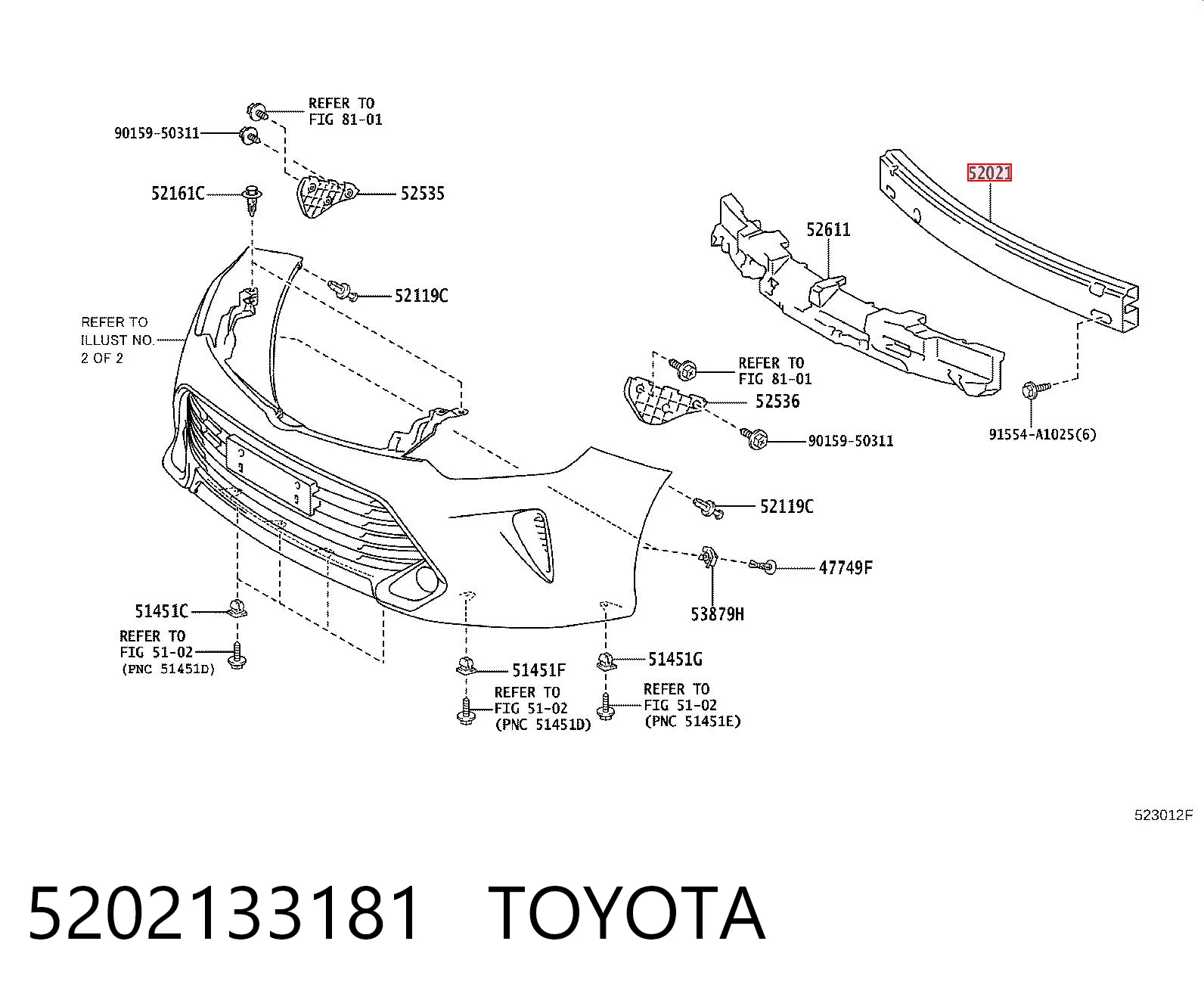 Reforçador do pára-choque dianteiro Toyota Camry  V50 ao melhor preço