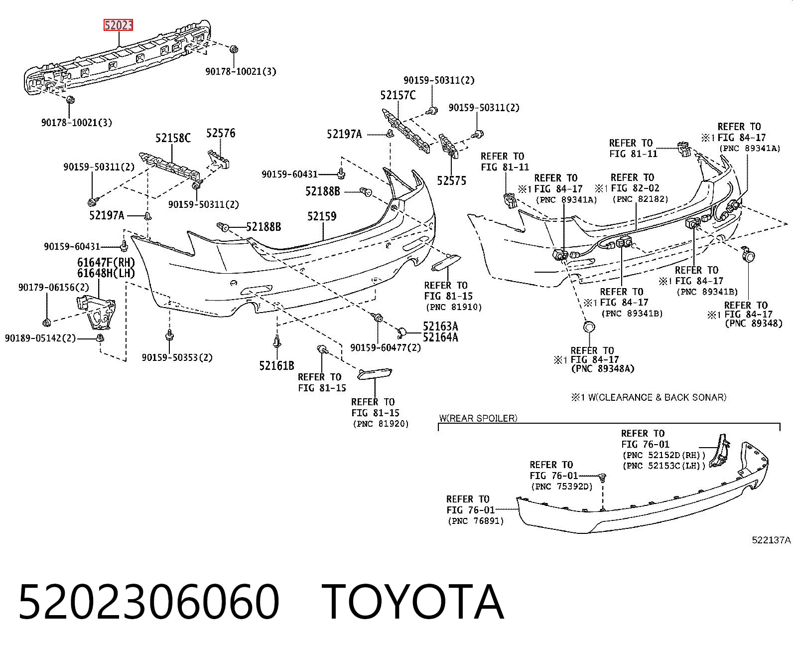 Reforçador do pára-choque traseiro Toyota Camry  V40 ao melhor preço