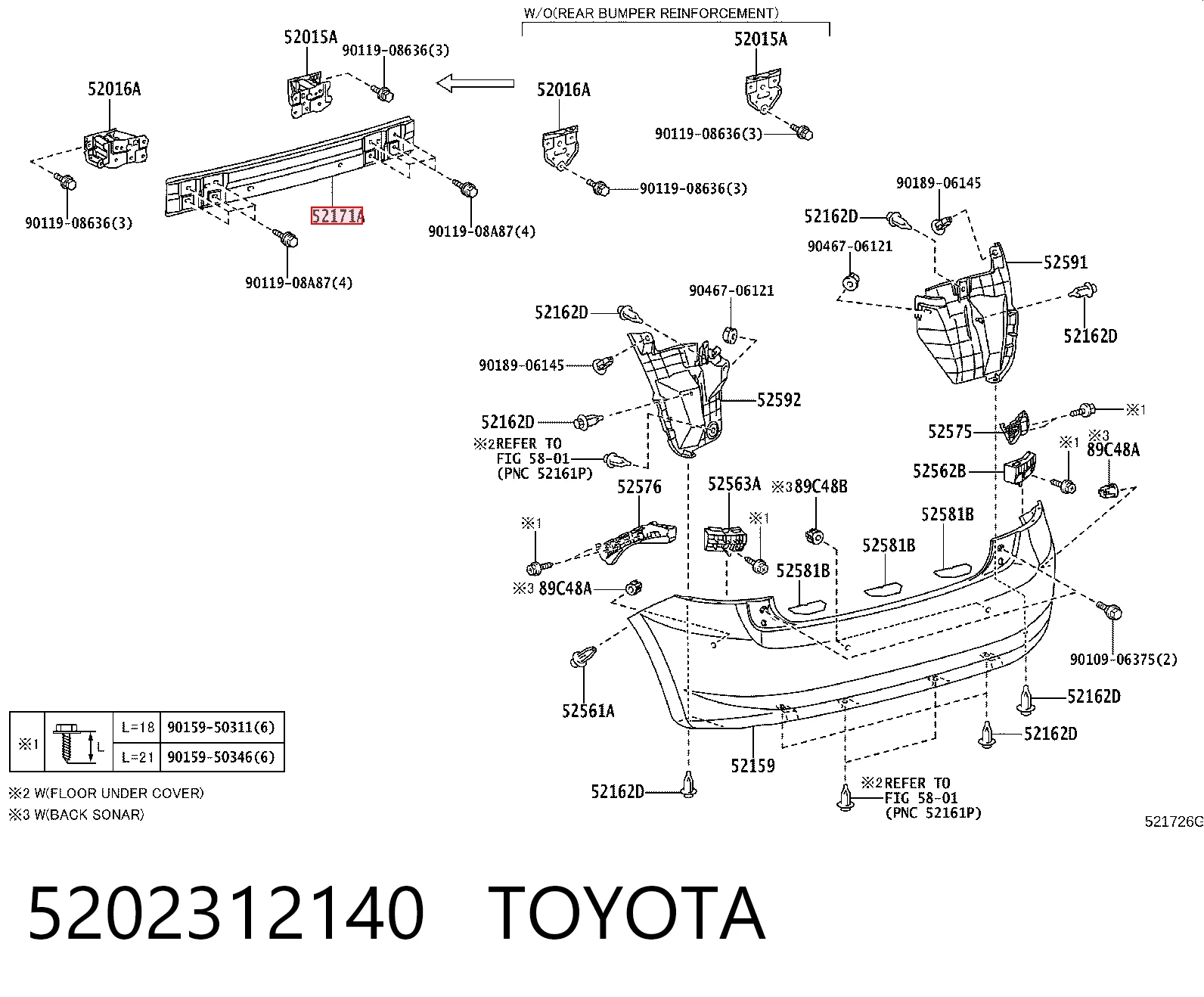Reforçador do pára-choque traseiro Toyota Auris UKP E15