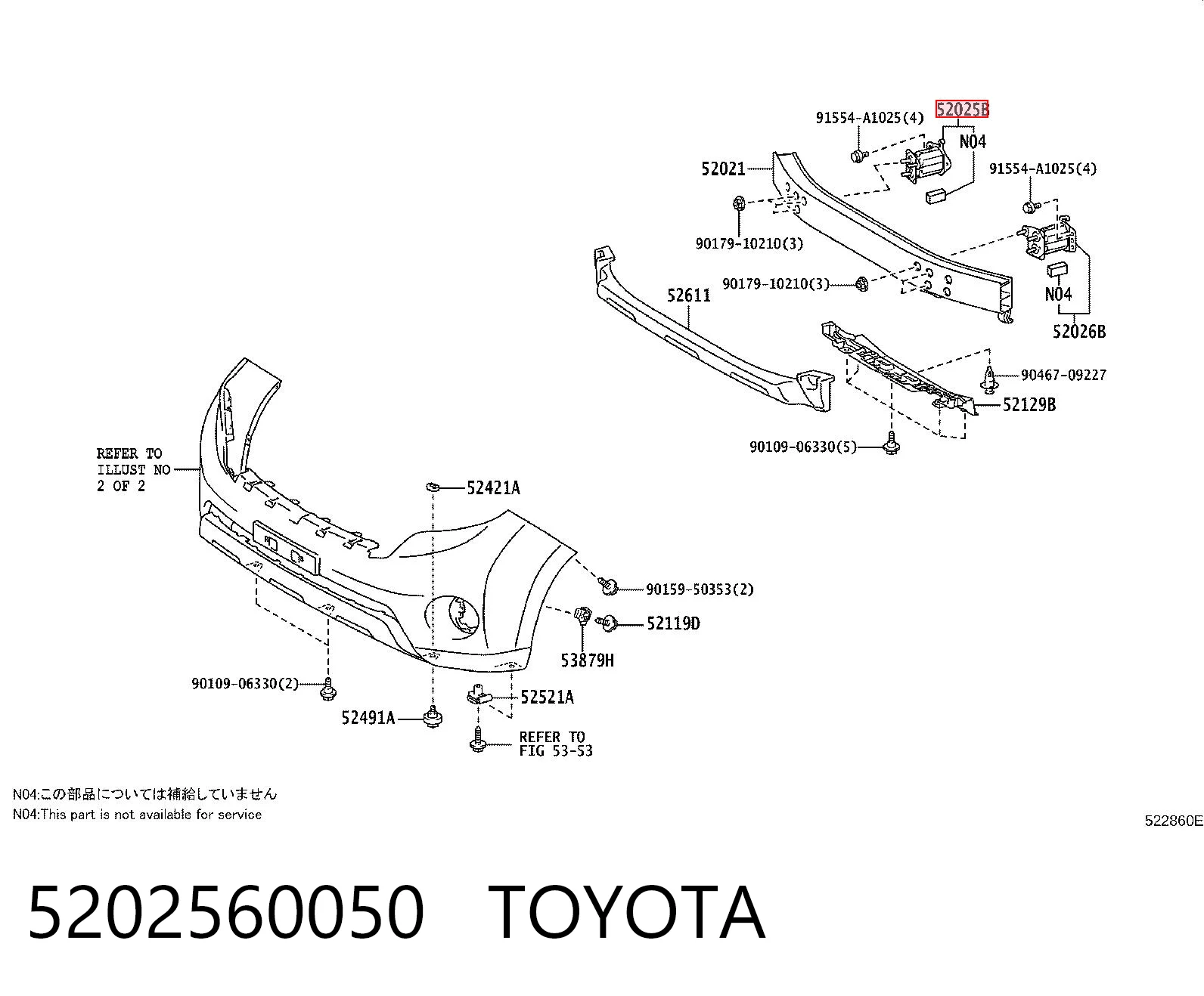 Consola de reforçador do pára-choque dianteiro Toyota 5202560050 preço, a partir de 62,43 USD