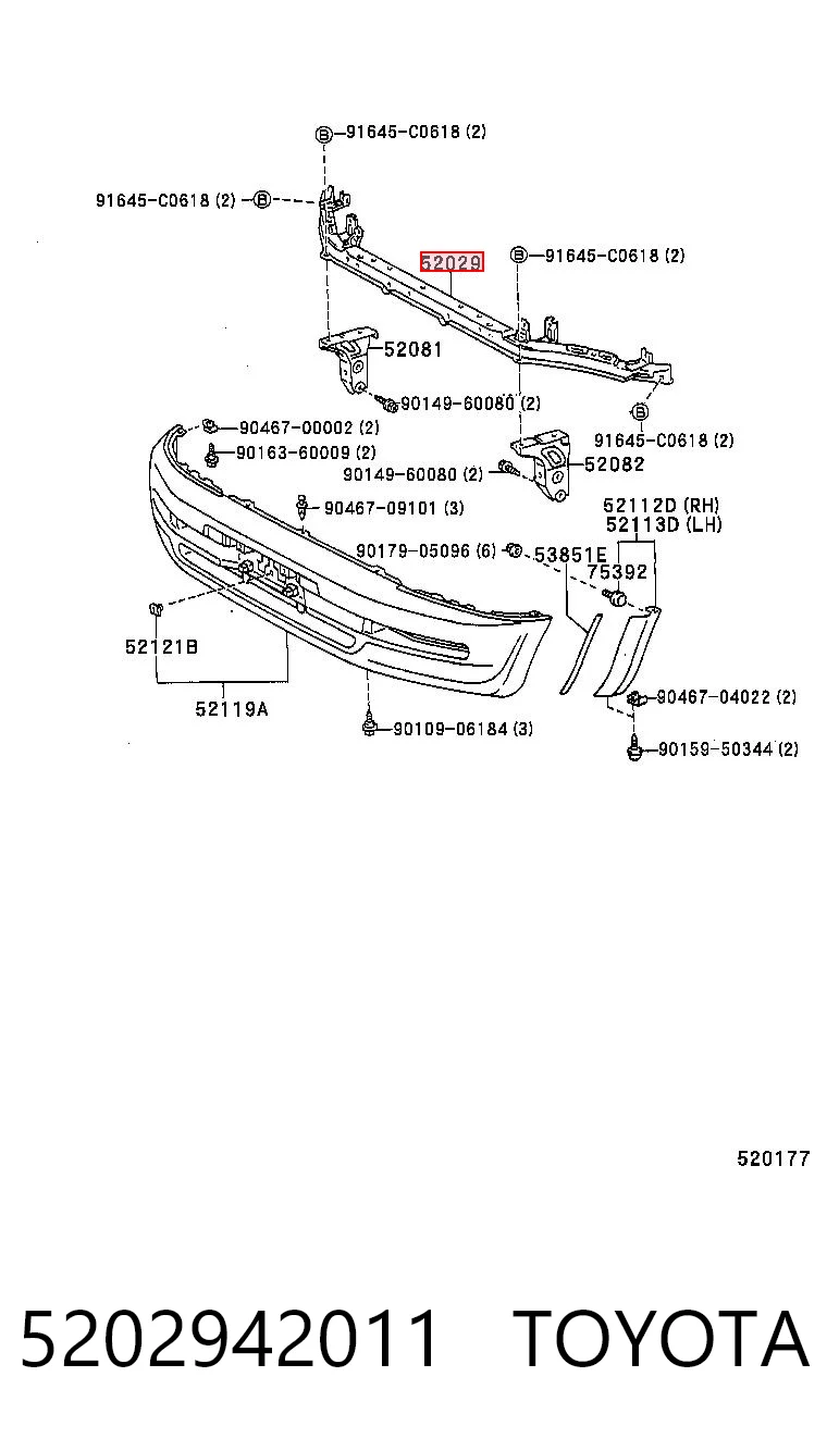 Reforçador do pára-choque dianteiro para Toyota Rav4 SXA1