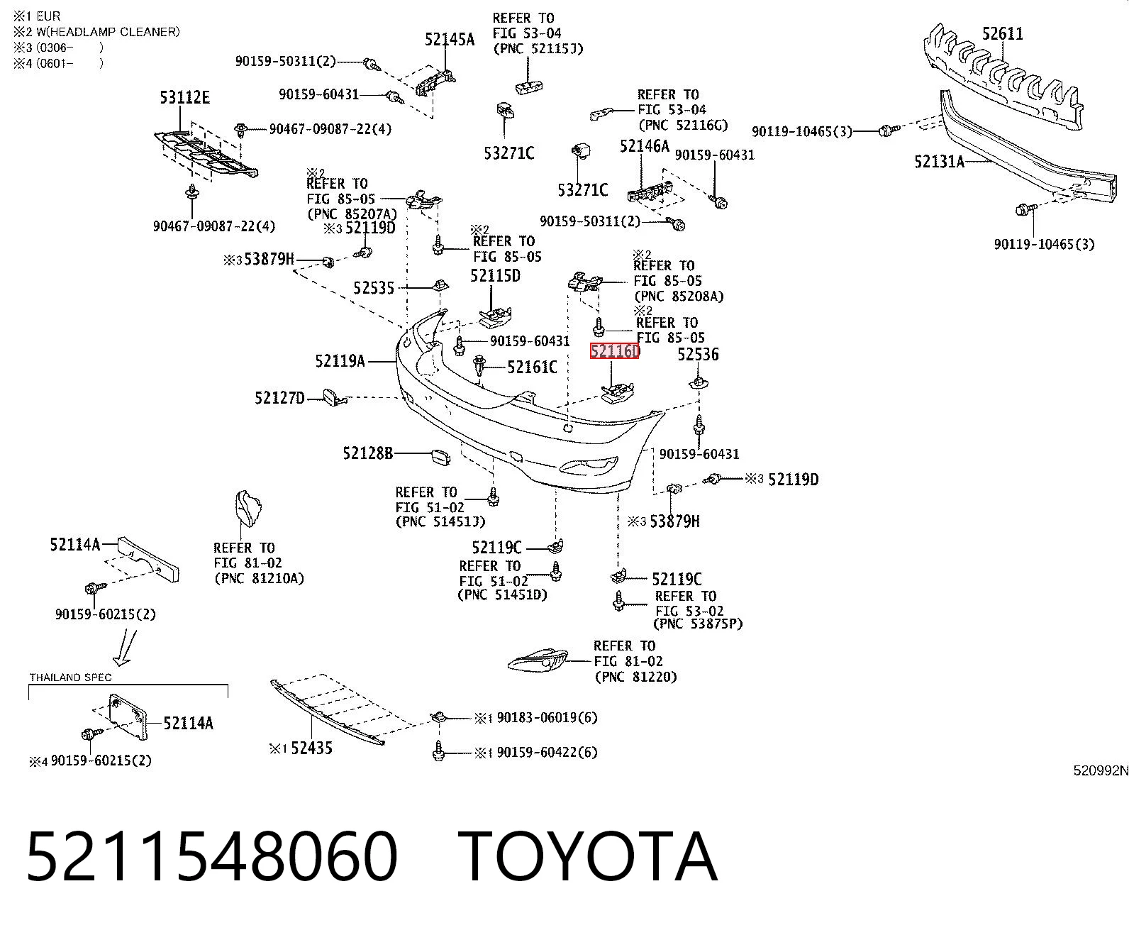 Consola do pára-choque dianteiro para Lexus RX U3