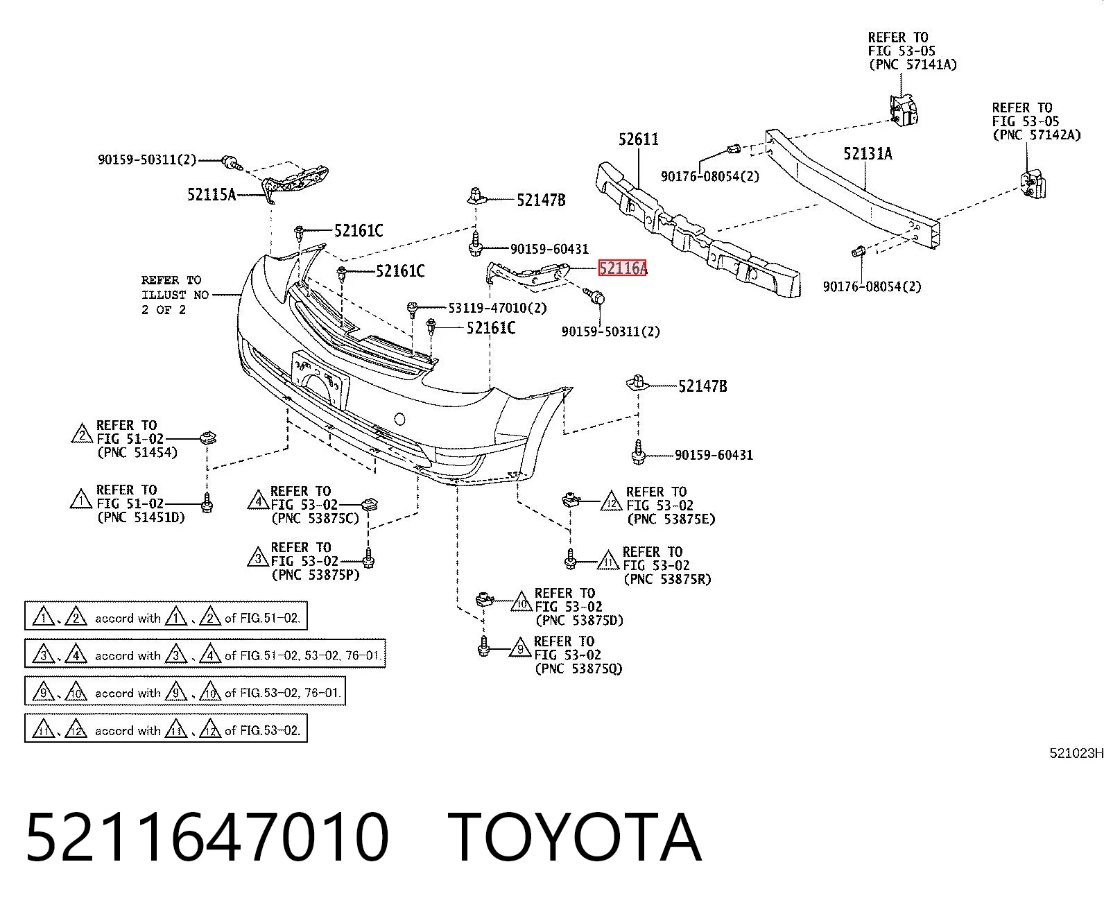 5211647010 Toyota Suporte esquerdo do radiador (painel de montagem de fixação das luzes)