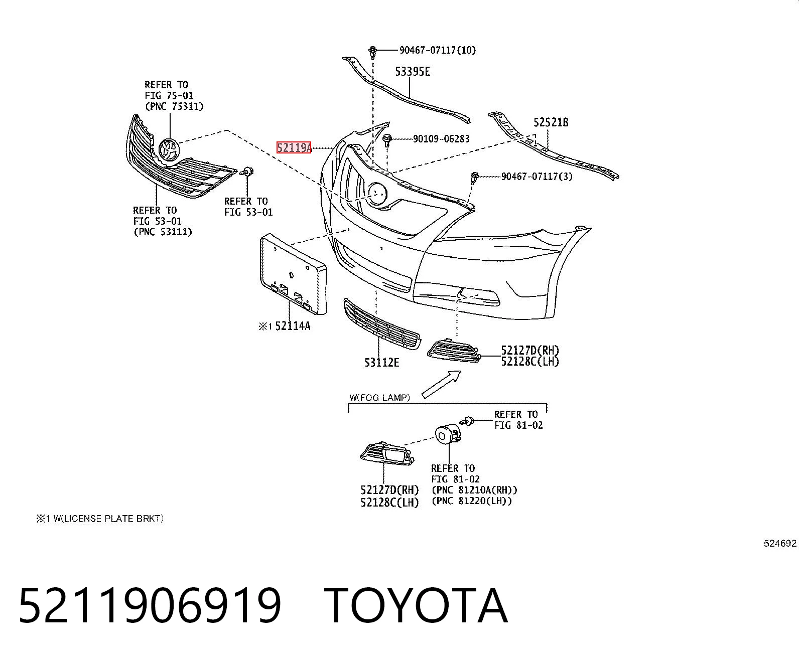 5211906919 Toyota Pára-choque dianteiro