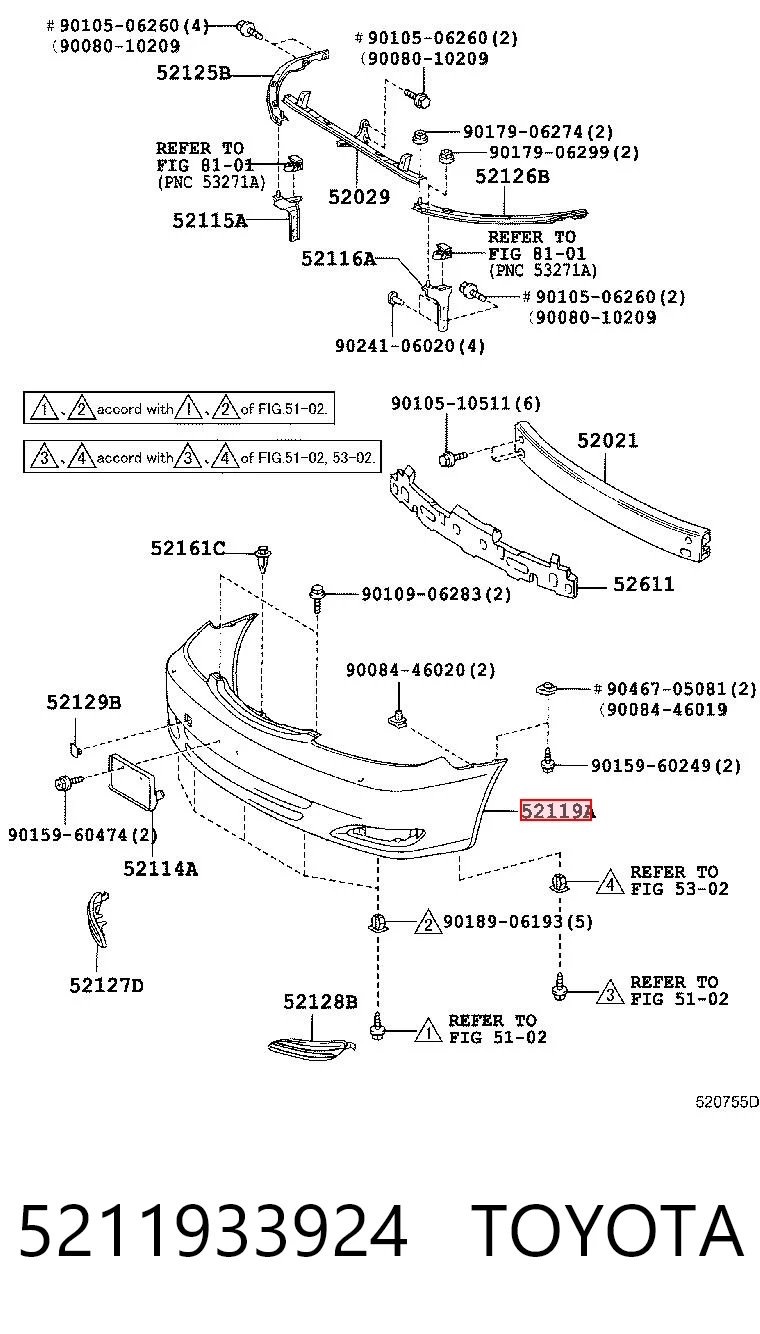 5211933924 Toyota Pára-choque dianteiro