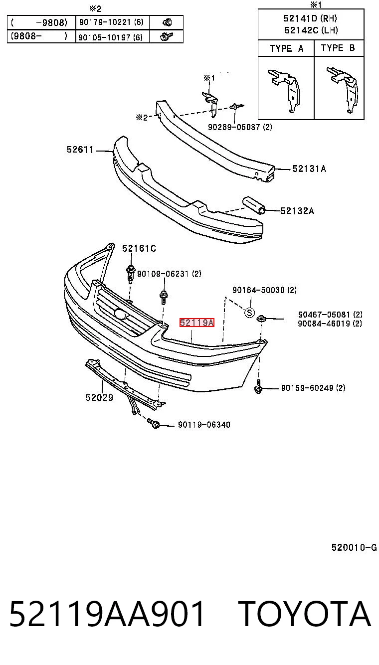 Pára-choque dianteiro para Toyota Camry IV V20