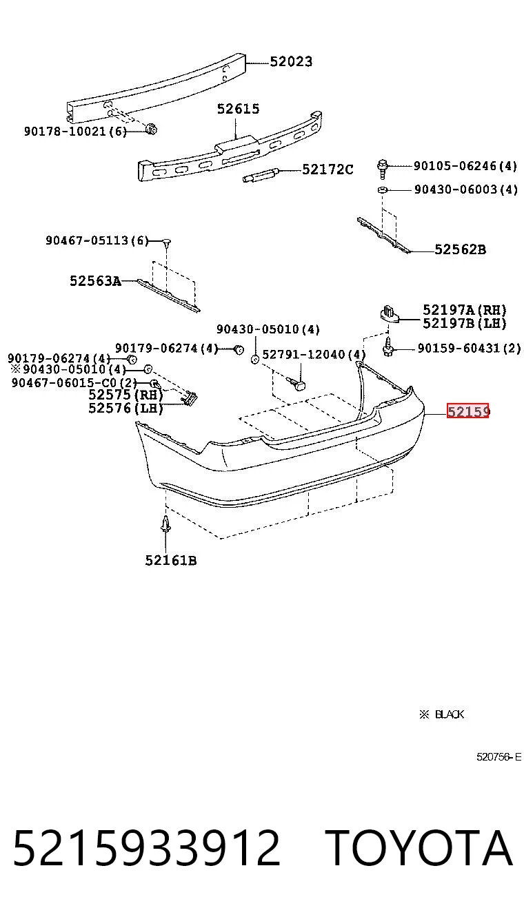 Pára-choque traseiro para Toyota Camry V V30