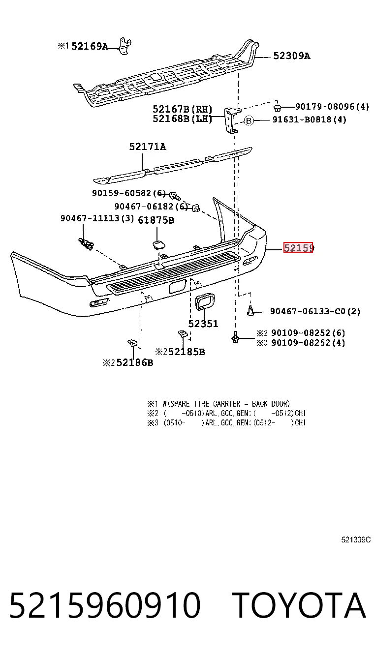  Pára-choque traseiro Toyota Land Cruiser 100 SUV (J10) (1998 - 2005) 100