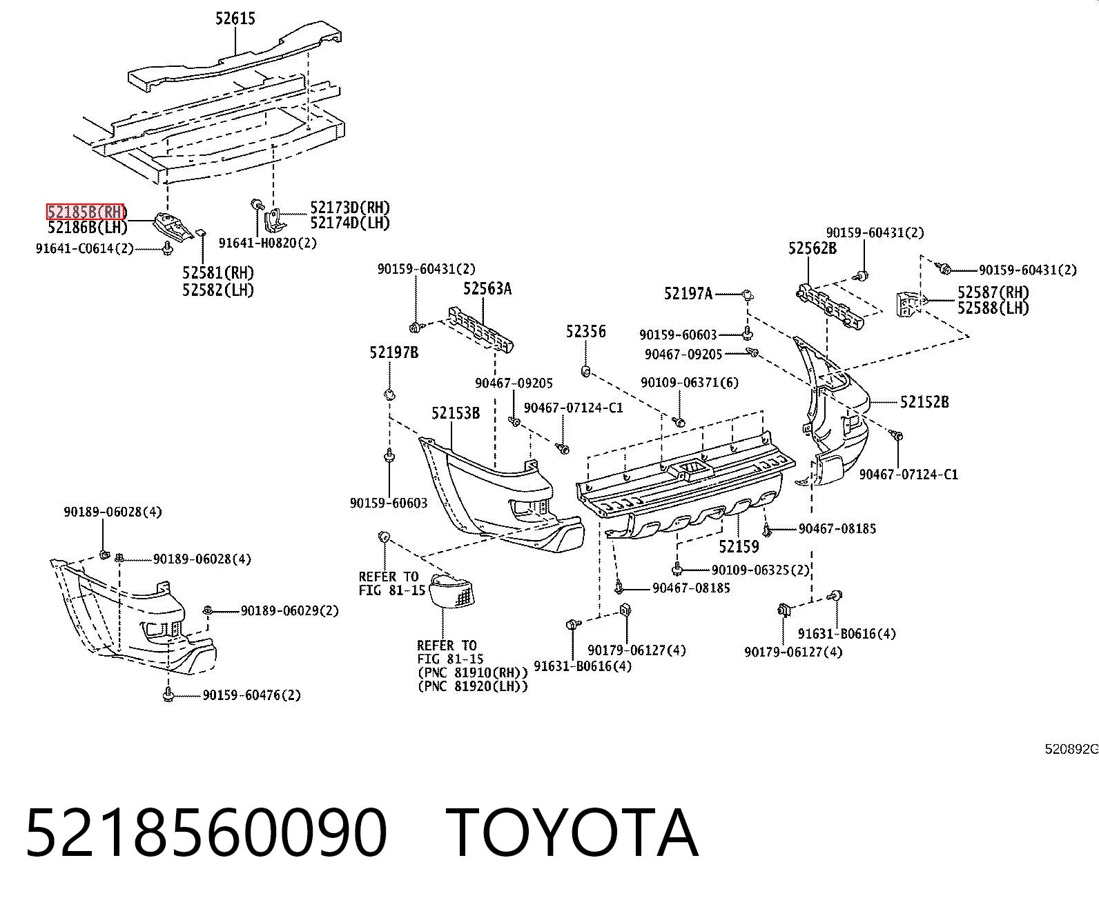 Consola do pára-choque traseiro para Toyota Land Cruiser PRADO ASIA J12