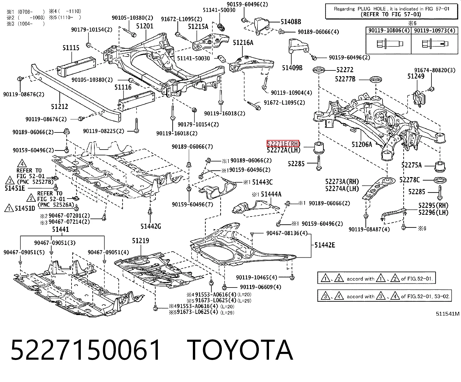 Bloco silencioso de viga traseira (de plataforma veicular) para Lexus LS 600H/600HL UVF4