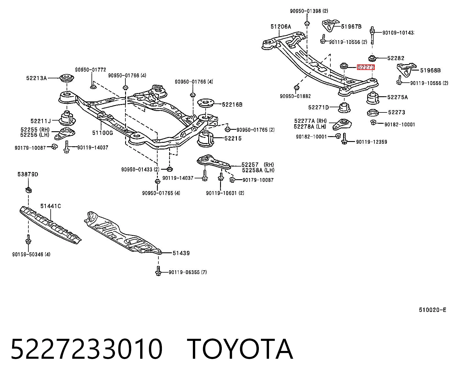 Bloco silencioso de viga traseira (de plataforma veicular) Toyota Camry V10 ao melhor preço