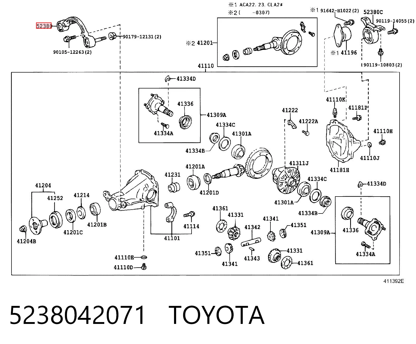 5238042071 Toyota Consola (travessa) dianteira de redutor traseiro