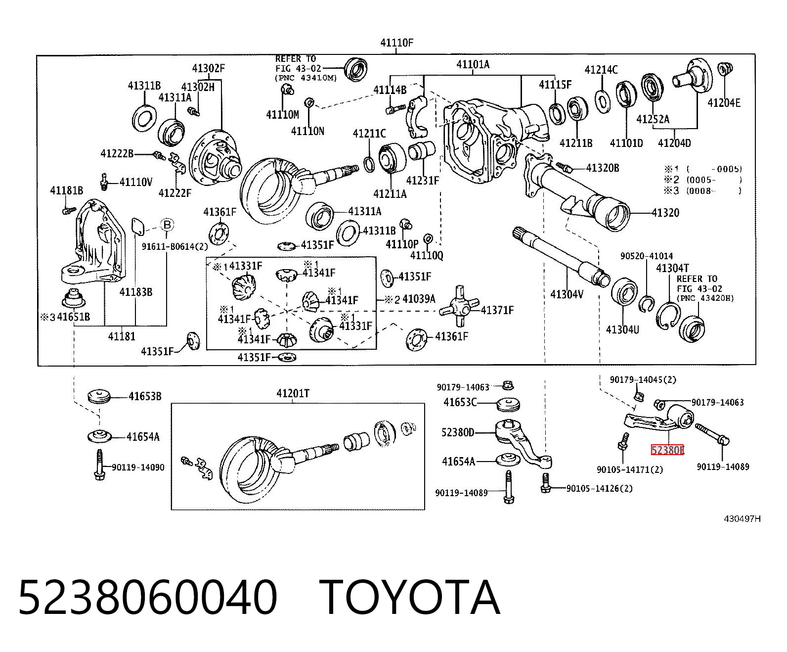 5238060040 Toyota Consola (travessa) esquerda de redutor dianteiro