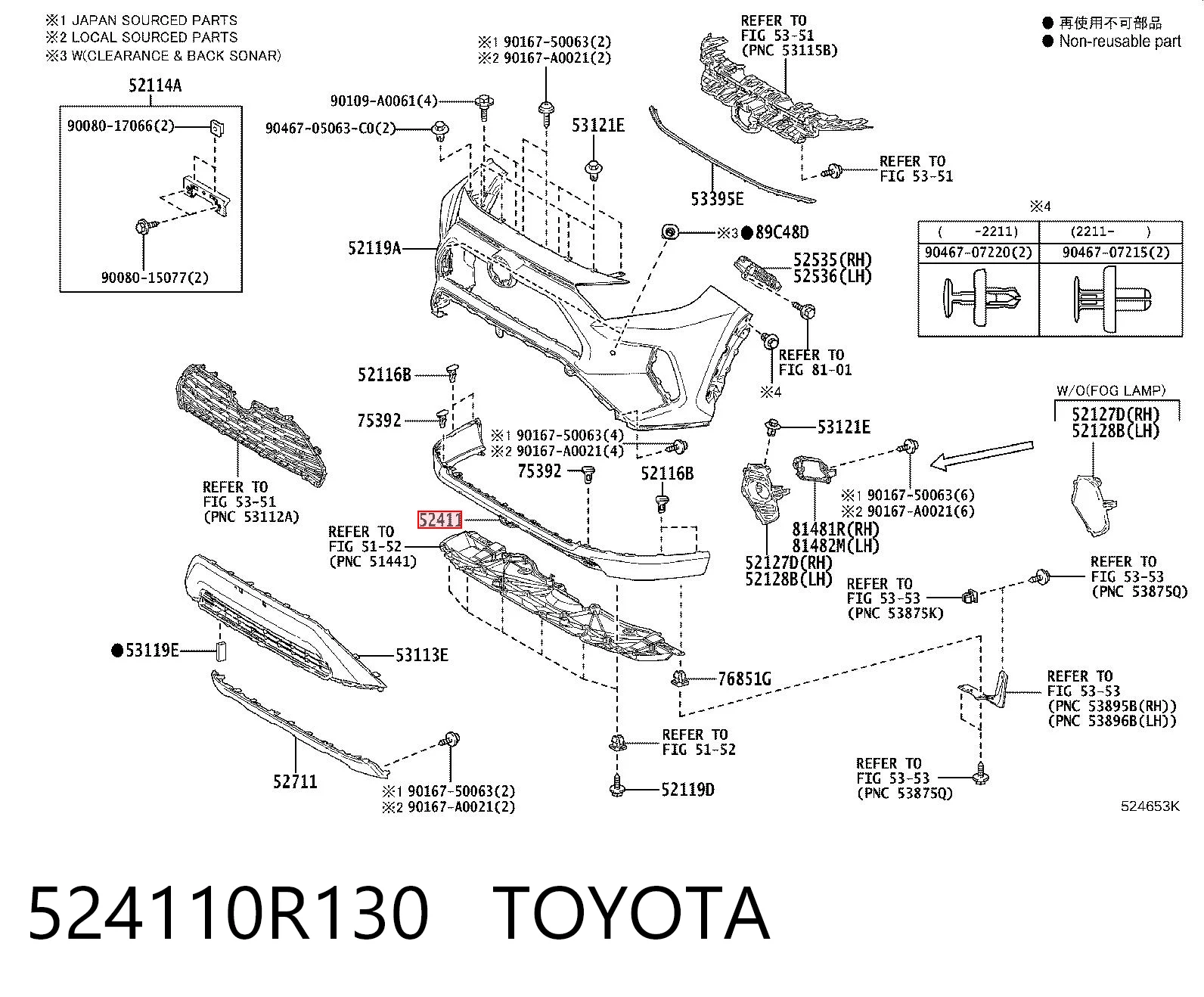 524110R130 Toyota Proteção dianteira "mata-vacas"