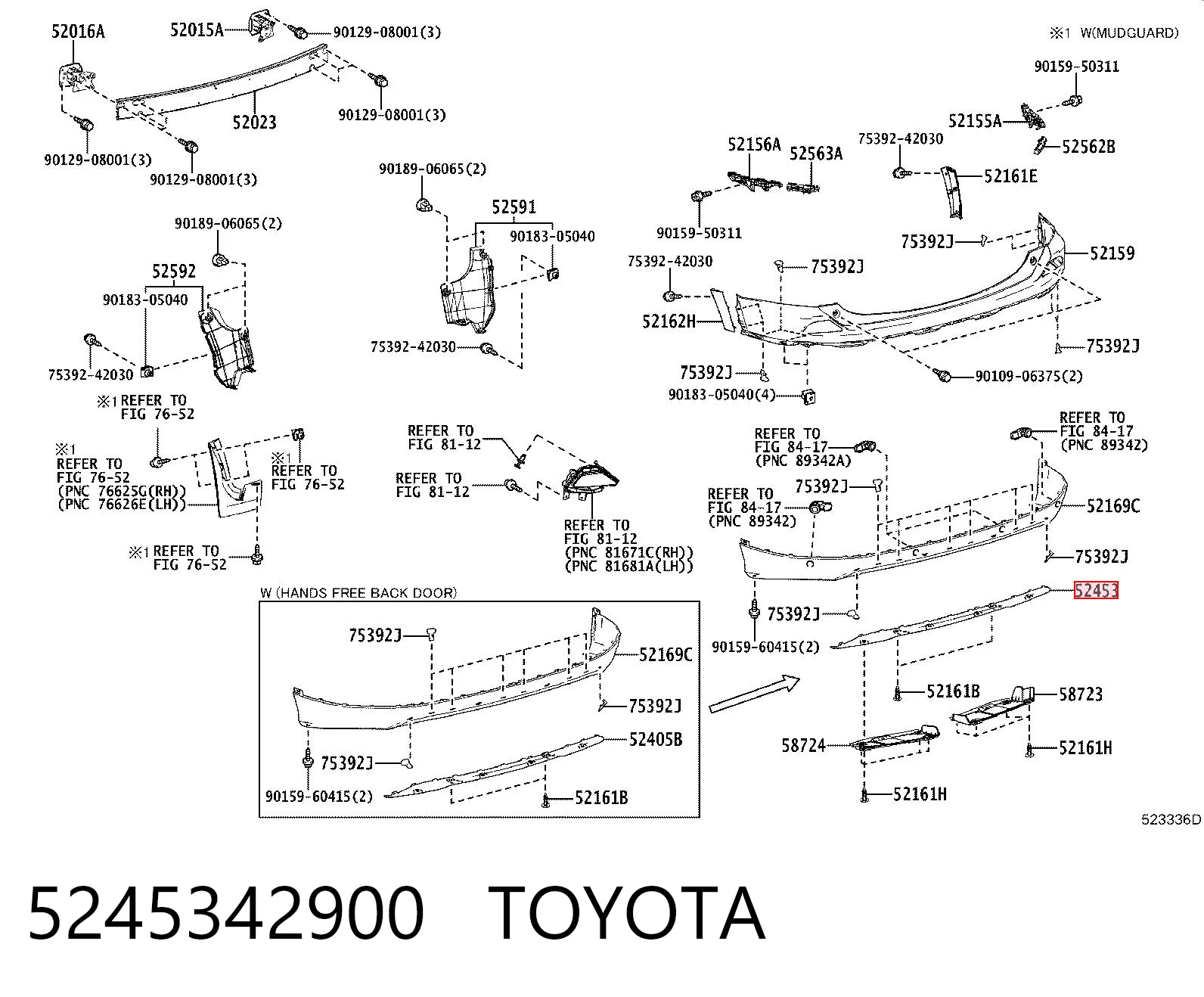 5245342900 Toyota Spoiler do pára-choque traseiro