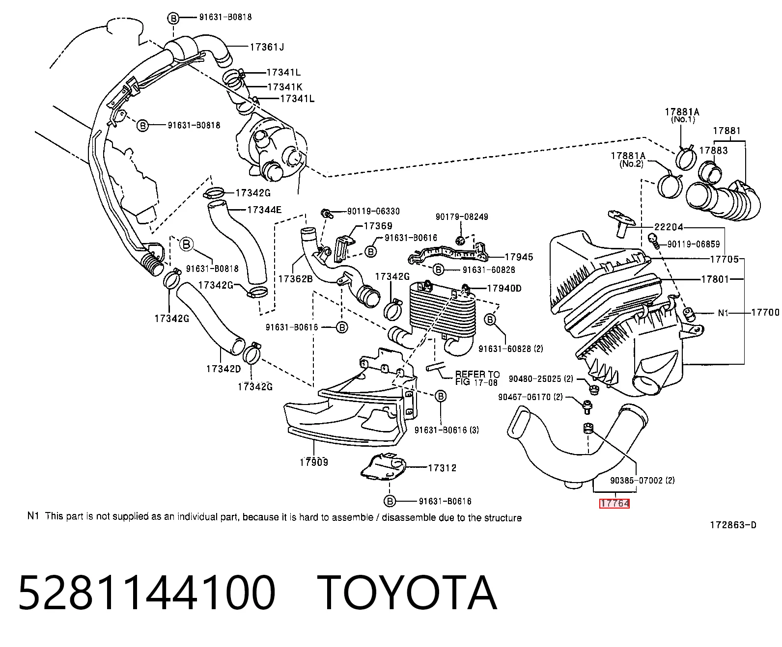 Tomada de ar de filtro de ar Toyota Avensis  LCM ao melhor preço