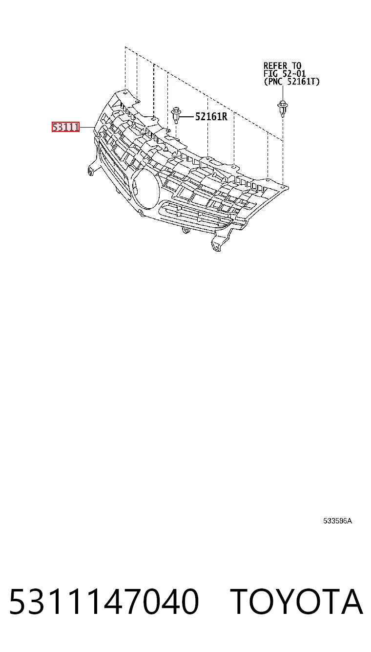  Grelha do radiador Toyota Prius hatchback (ZVW30) (2009 - 2016) 